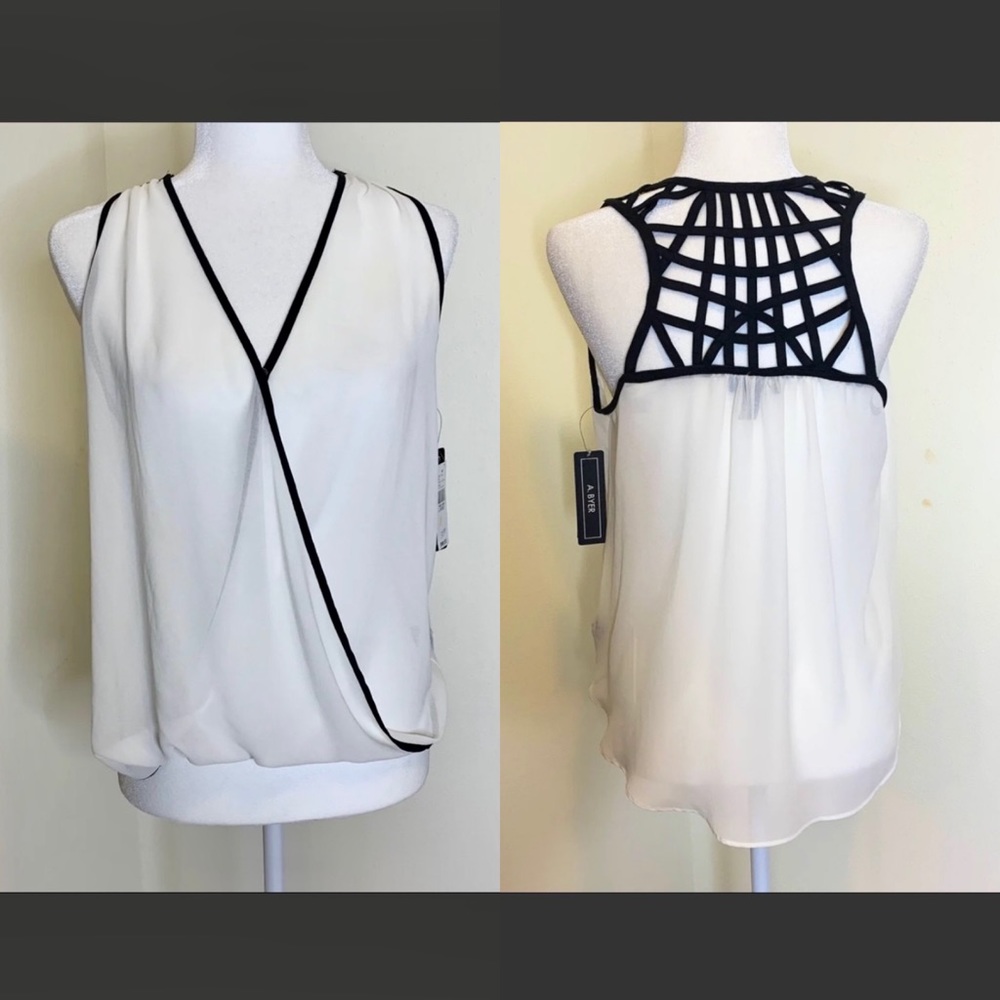 Sheer Top with Black Trim